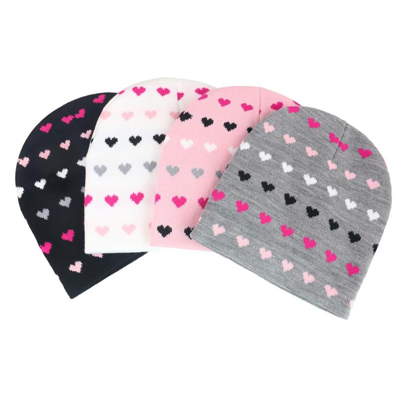 

1 New Love Winter Casual Beanies For Women Winter Knitted Woolen Hats Child Kids Baby Crochet Girls Hat Knit Beanie Lovely Cap, White