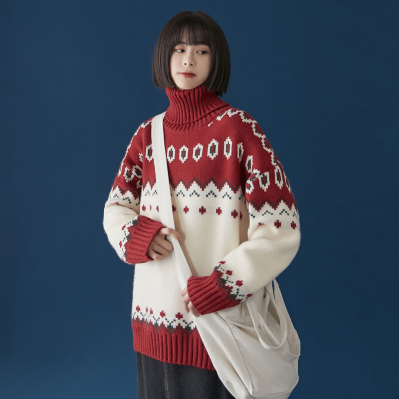 

2021 New New Winter Arrival Free of Turtleneck Sleeve Long Red Men's Sweater 1C3O