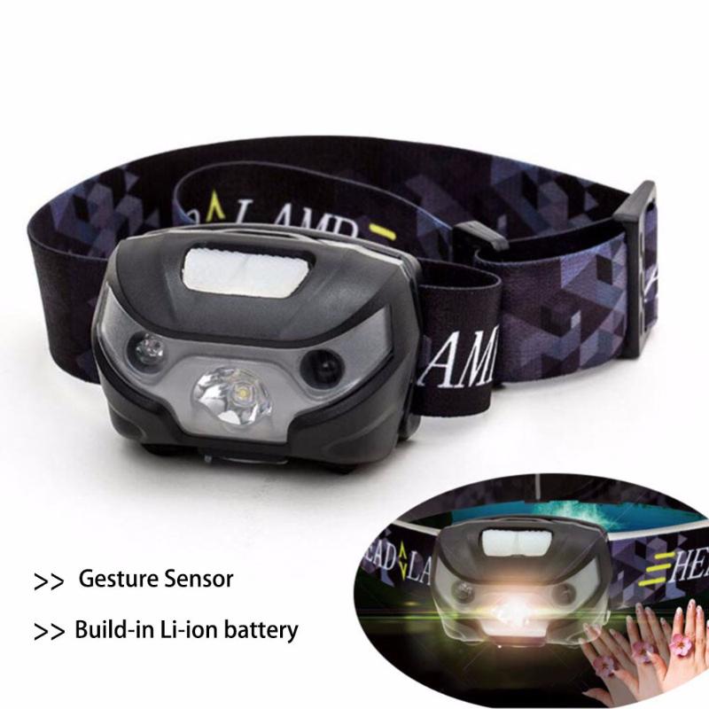 

Powerful Mini Sensor Headlamp Headlight Build in Battery Waterproof head Lamp Torch Lantern USB rechargeable battery