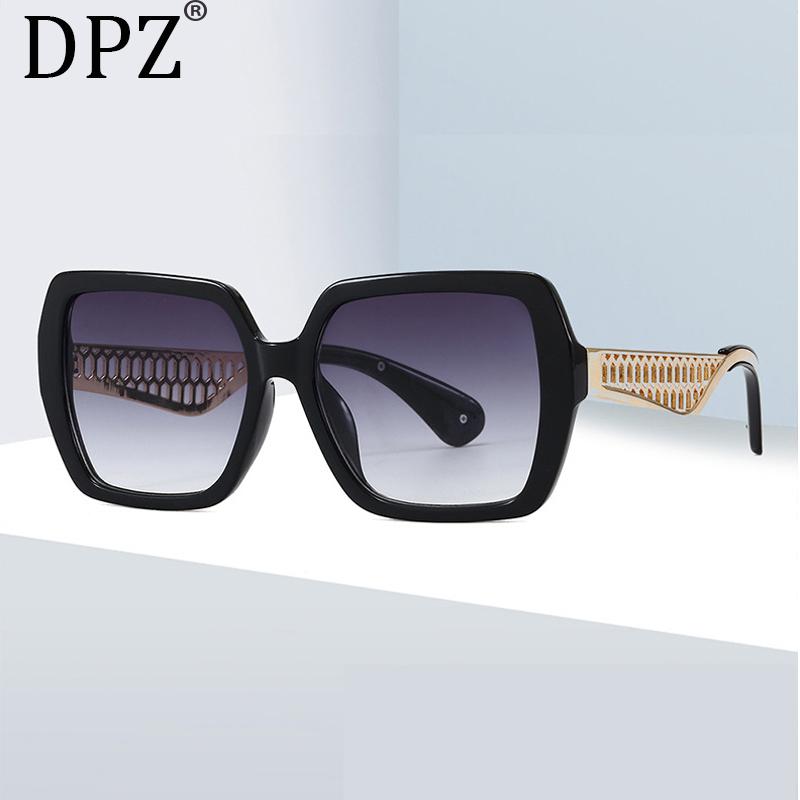 

New retro fashion metallic square sunglasses for men fashion brands go with women's hollow out gradient sunglasses, White;black