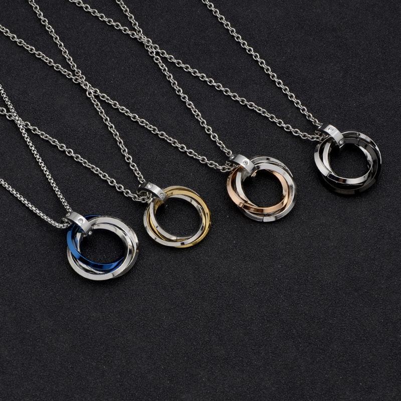 

Circle Necklaces Woman Long Jewelry Womans Necklace Pendant Chain Lovers Silver Color Trendy European Stainless Steel Naszyjnik