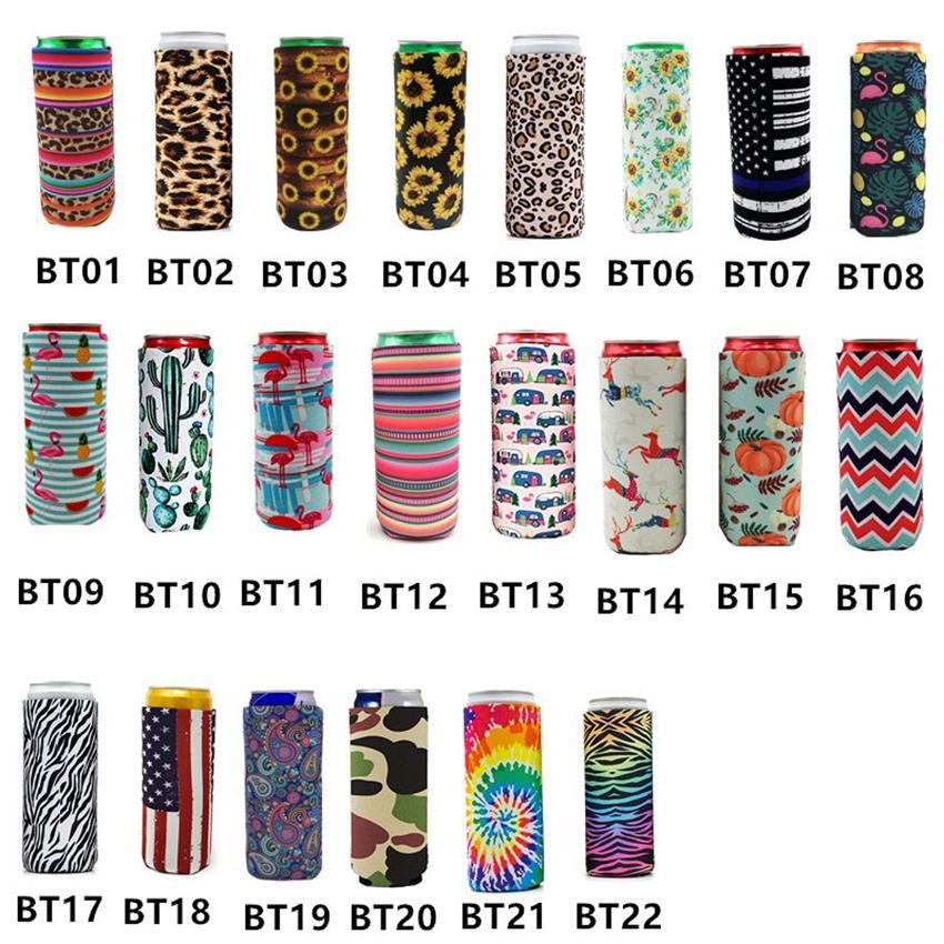 

17*8.5cm Can Cooler Slim Can Insulators Neoprene Beverage Beer Cooler Collapsible Cola Bottle Koozies Cactus Leopard Can Sleeve