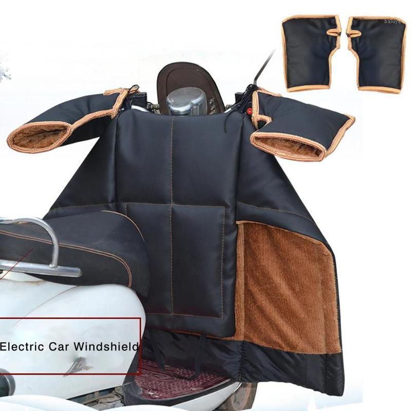 

PU Waterproof Electric Car Black Windshield Thickening Motorcycle Cold Resistant Cover With Handle Sleeves Fast Shipping1, Big mouth set