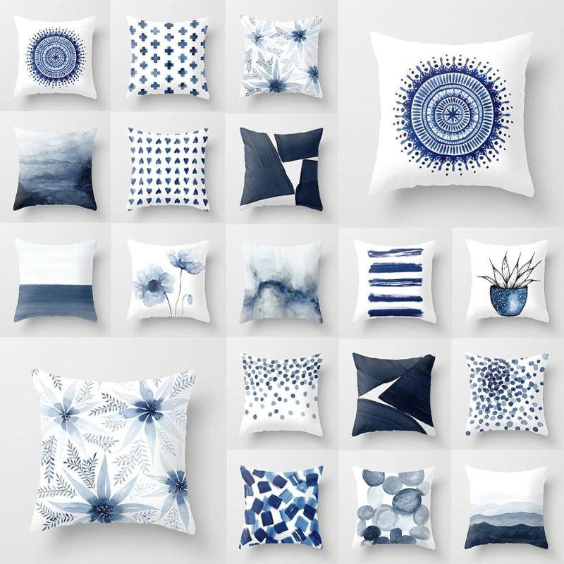 

45*45 cm Nordic Style Cushion Cover Creative Blue Geometric Cushions Covers Fashion Home Sofa Living Room Pillow Case, Style 1