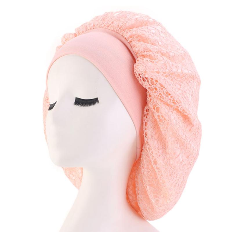 

Women Care Home Elastic Multifunctional Hair Accessories Cover Sleeping Cap Extra Large Double Layer Wide Brimmed Night Mesh, Black