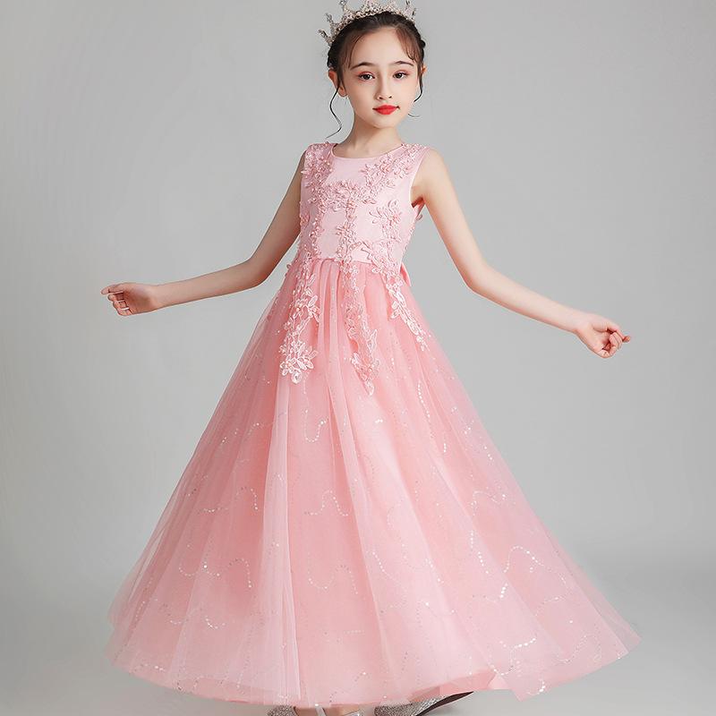 

Summer White Long Party Dress Bridesmaid Pageant Flower Evening Dress Kids Dresses For Girls Children Princess 4-14 Years