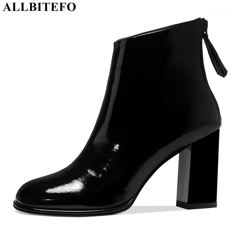 

ALLBITEFO sexy high heels genuine leather ankle boots for women thick heels autumn women boots high heel shoes girls1, As picture
