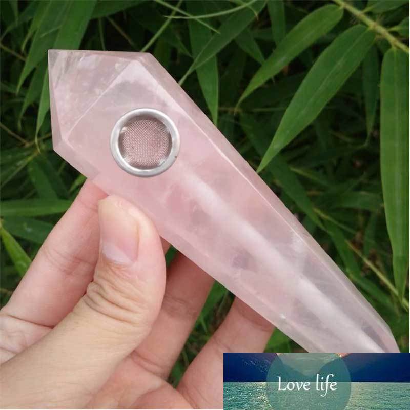 

1 Natural Pink Rose Quartz Crystal Smoking Pipes Cigarette Pipe