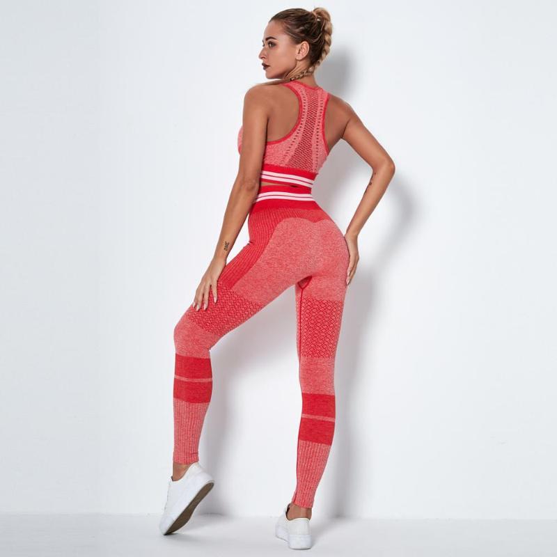 

Woman Seamless Yoga Set Hollow Out Breathable Running Sleeveless Sportswear High Waist Stretchy Hips Up Close-Fitting Activewear, Black