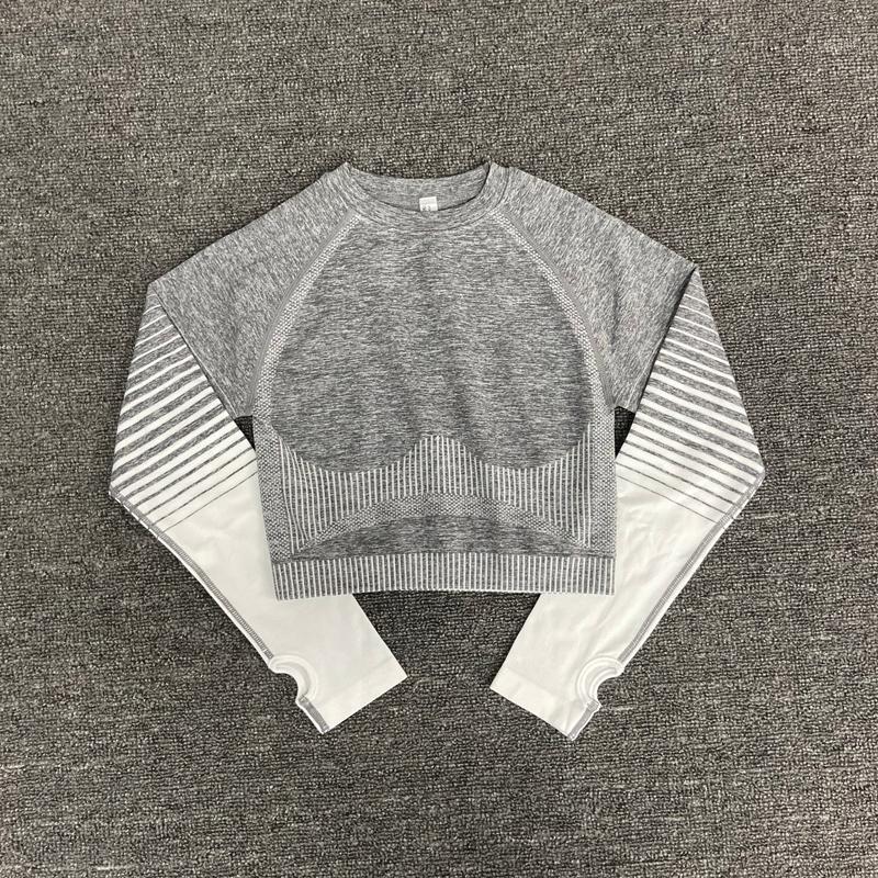 

Seamless Women Gym Yoga Tops Yoga Shirts Long Sleeve Workout Tops Fitness Running Training Sports Clothing Sexy1, White