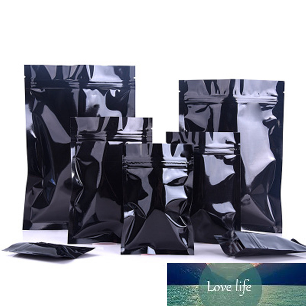 

100Pcs Glossy Black Aluminum Foil Snack Retail Storage Packaging Bag Zip Lock Heat Seal Mylar Food Nuts Packing Bags