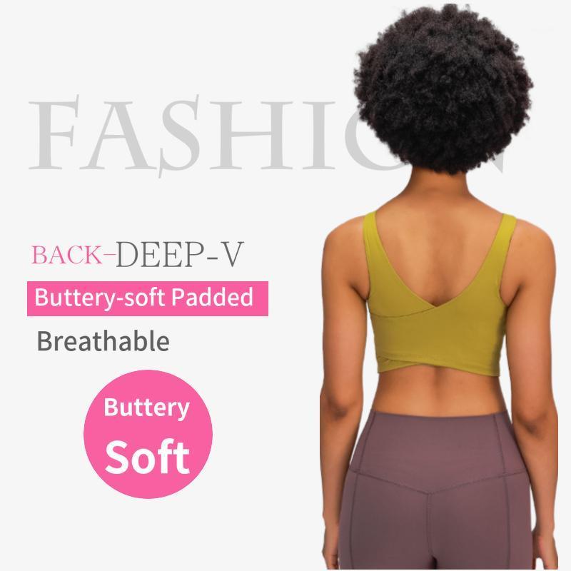 

Mystery Push Up back deep V Gym Fitness Sports Crop Bras Women Buttery-soft Padded Yoga Athletic Workout Bras Crop Tops1, Black