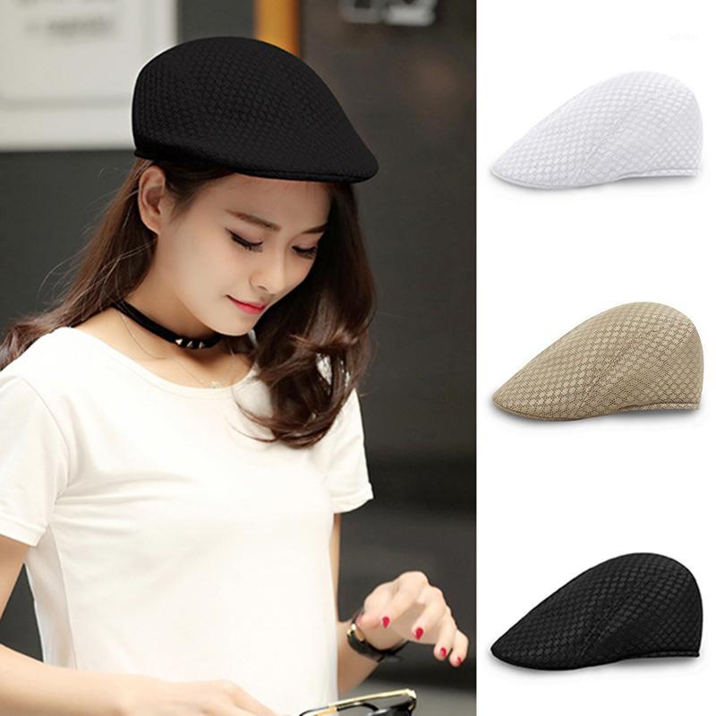 

Fashion Hat Women Men Summer Breathable Mesh Caps Solid Adult Casual Berets Cap Solid Color Hat Unisex Summer1, White
