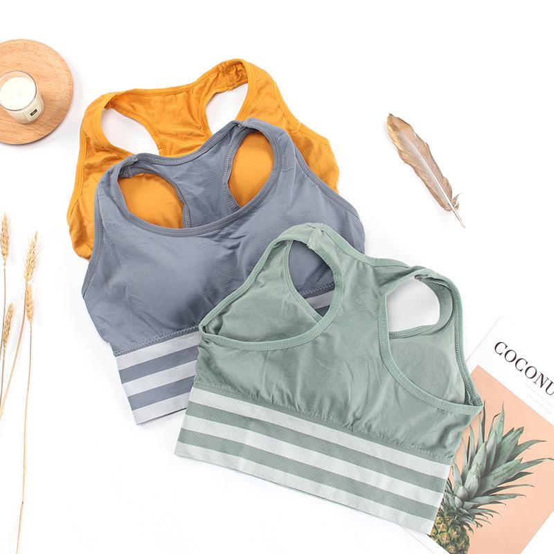 

Yoga Top Fitness Athletic Underwear Ladies Push Up Sports Bra For Women Solid Striped Workout Wear Casual  Elastic