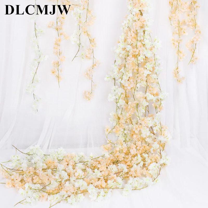

1pcs Artificial flower vine silk Cherry blossoms plant vine for wedding Garden Home Decor artificial flower Fake