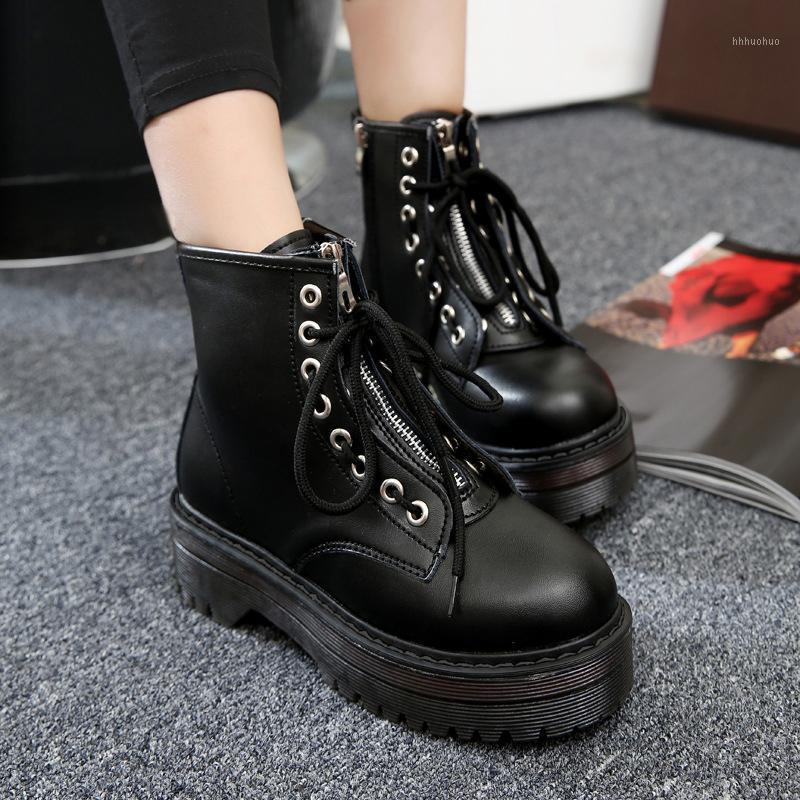 

Platform Women Boots For Boots Soft Leather Motorcycle Ankle Winter Shoes Female Booties Women Winter Shoes1, 804-black