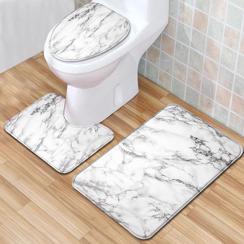 

Three-piece Toilet Floor Mat Marble Pattern Bathroom Mat Non-slip Toilet Mats Floor Mats Home Decoration Bathroom Accessories