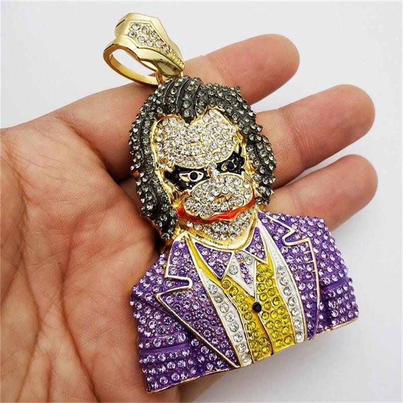 

New Full Crystal Hip Hop Clown Necklaces For Women Jewelry Silvery Necklace Female Chains Pendant Necklaces Choker Necklace Men