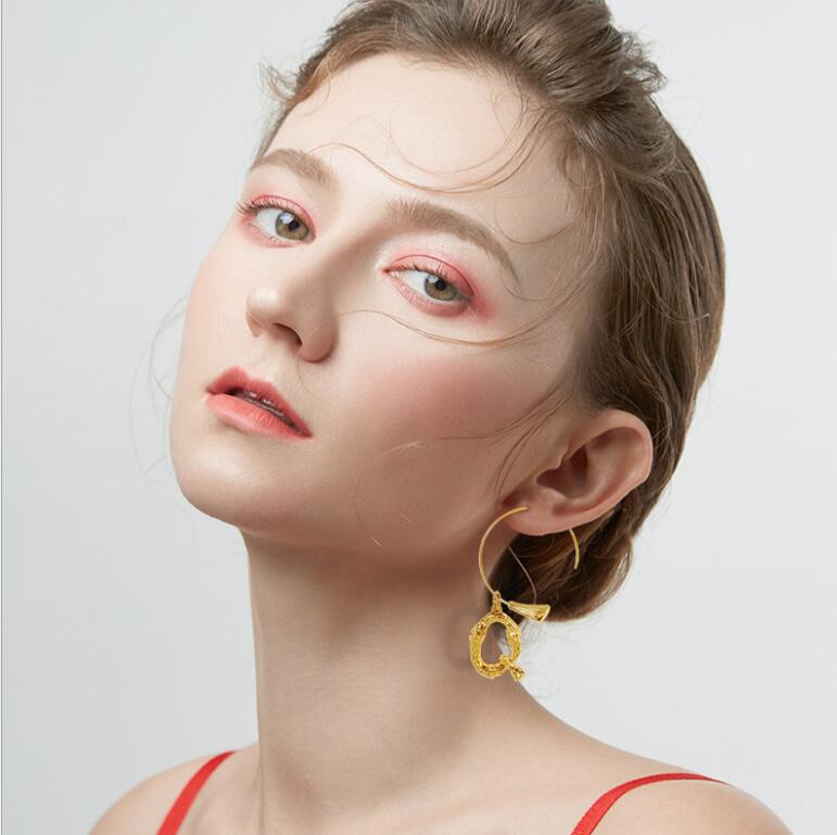 

26 Letter earrings Fashion style alphabetic Gold earrings slub letter ear coil jewelry wholesale