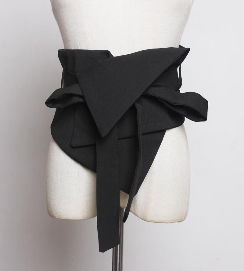 

Fashion Women Belts Black Suit Fabric Slim Corset Strap Shirt Dress Belts Self-tie Bow Irregular Wide Waist Belt Caestus