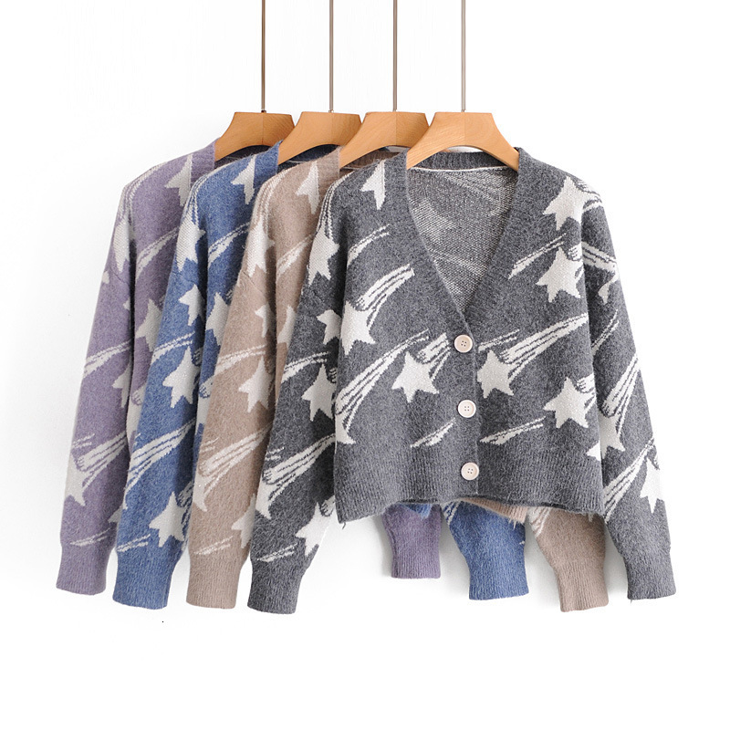 

2021 New Tl 7231- Autumn Europe and the United States Women's Star Bright Silk Cardigan Sweater 4e72, Blue