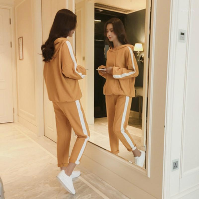 

Girl' Autumn Sport Loose Sweater Ankle-length Pants Suit Women' Morning Running Sports Suit Student Two-piece1, Black