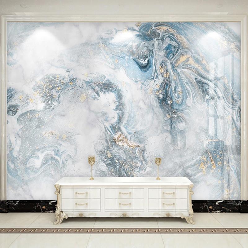 

Wallpapers Modern Luxury Mural Blue Marble Textured TV Background Wall Art Decor Waterproof Canvas Painting Custom 3D Wallpaper Living Room, As pic
