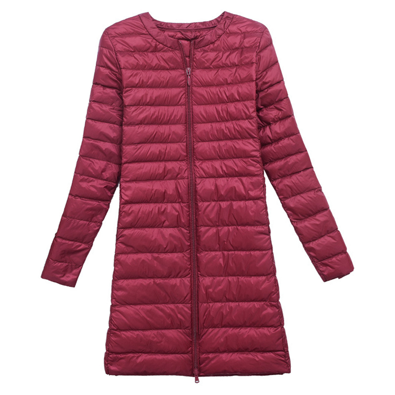 

Female winter coat 2020 new ultra light 90% white duck fine portable long puffer down outerwear jackets, Navy blue.