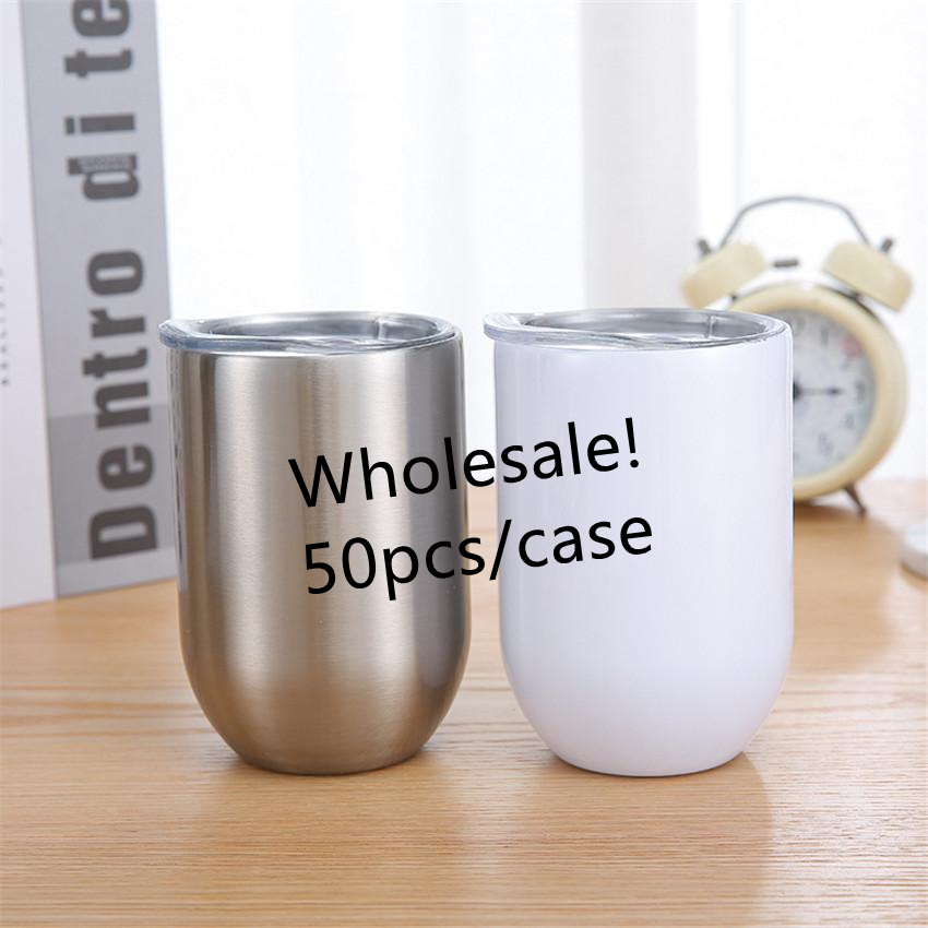 

Straight 12oz Sublimation Wine Tumblers Stainless Steel Egg Mugs Double wall Insulated Water Bottles Drinking Cups Coffee Milk Glasses SEA
