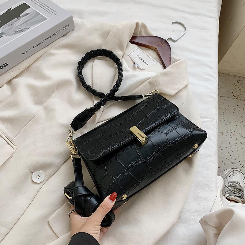 

Luxury Designer Women Shoulder Bags Baguette Square Crossbody Bag Fashion Small Purse Bolsa Solid PU Leather Vintage Satchel New, Coffee