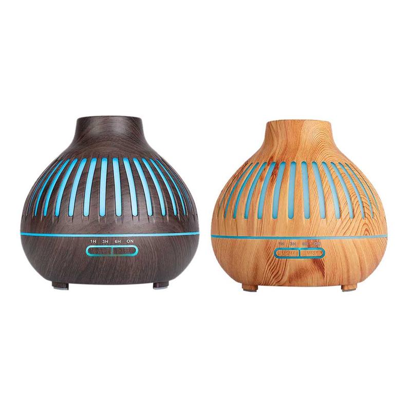 

Aroma Essential Oil Diffuser 400Ml Wood Grain Cool Mist Whisper-Quiet Humidifier with Color LED Lights EU Plug
