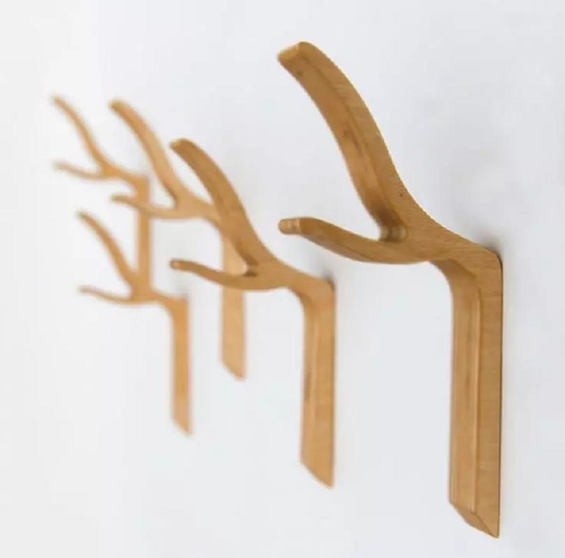 

Nordic Style David's Deer Solid Rubber Wood Clothes Hook Keys holder Cupboard Handle Door Pull Handles Entryway Wood Hook