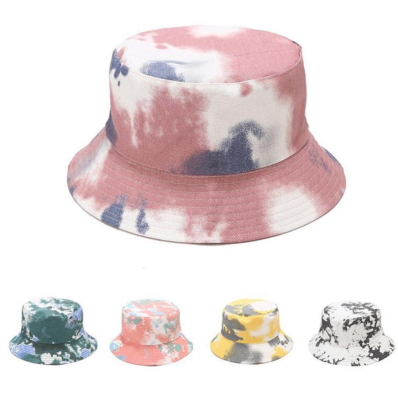 

Fisherman Hat Double-sided Wearing Cap Visor Bucket Hat Men And Women Street Trend Women Tie-dyed Ink Painting Pattern #T1PP, Green