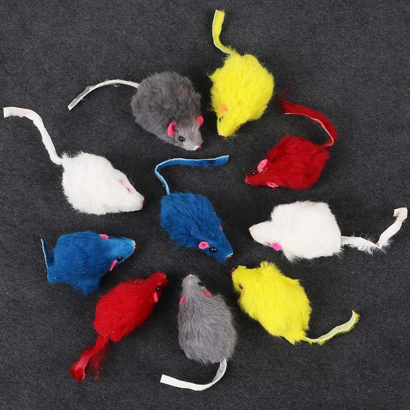 

10Pcs/Set New Mini Funny Fur False Mouse Simulation Mice with Squeak Noise Playing Toys For Cats Kitten Pet Supplies