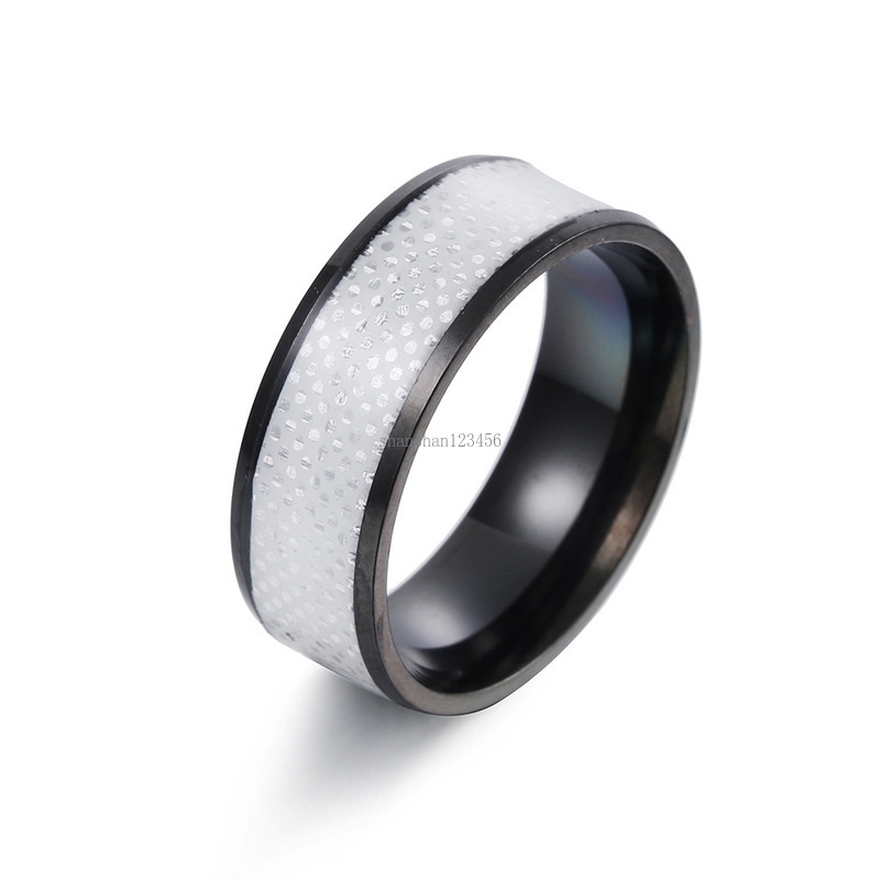 

Black Stainless steel Shiny spot ring bands contrast color black rings for women men fashion jewelry will and sandy new