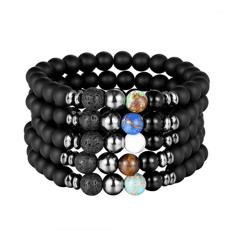 

Black Frosted Beads Bracelets Natural Stone Charm Bracelets Men Christmas Gifts Vintage Bangles1