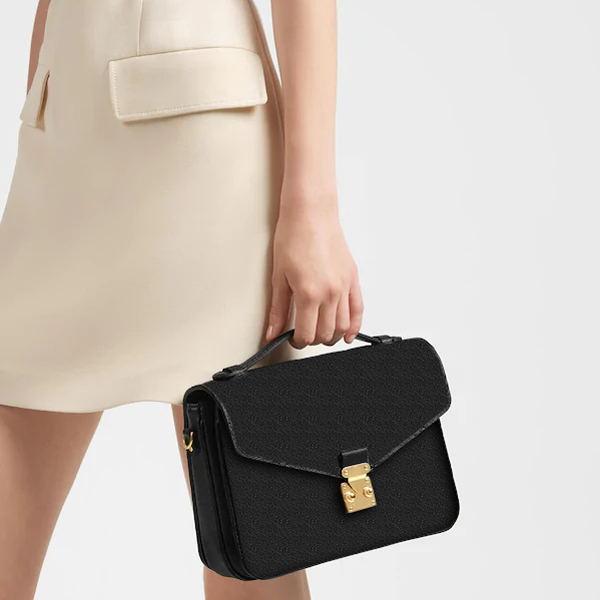 

2020 Free shipping high quality genuine black embossed leather women's handbag shoulder bags crossbody bags messenger bag HOT