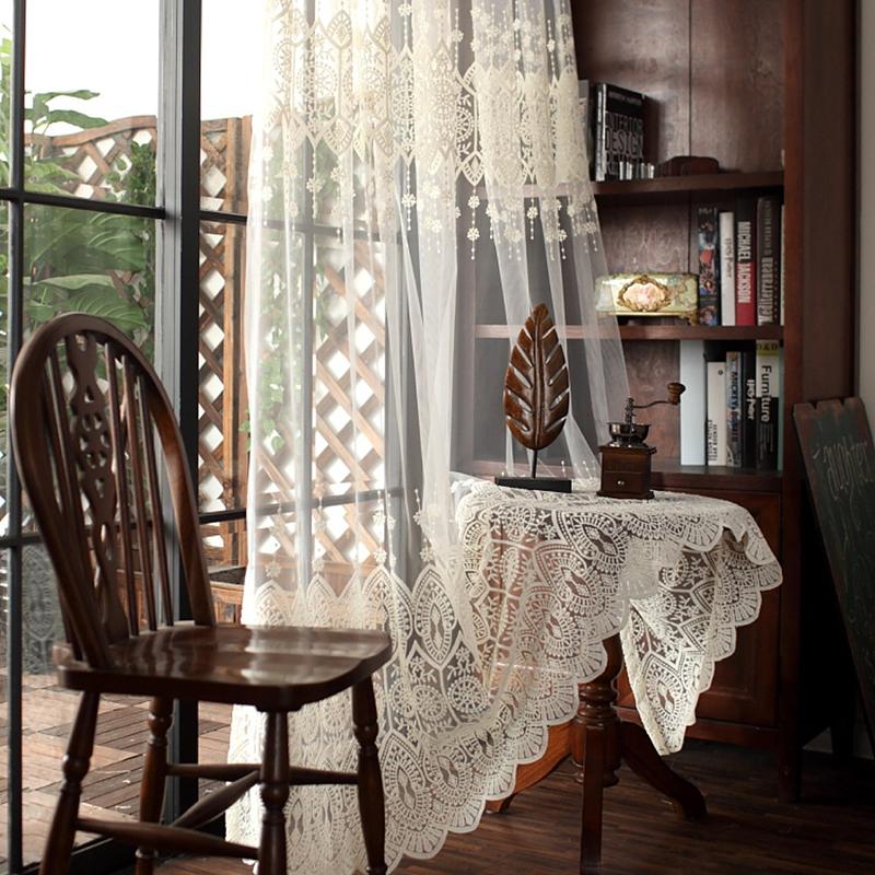 

Single Panels White Sheer Embroidered Curtains for Living Room Window Decoration Kitchen Europe Style Embroidered Voile Curtains, As pic