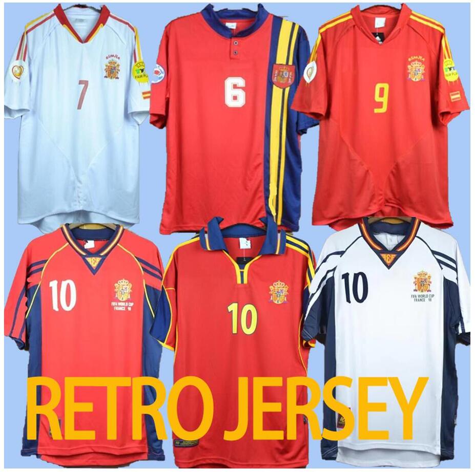 

1996 1998 2000 2002 2004 2008 World Cup spain soccer Jerseys home away 96 98 02 04 08 DAVID VILLA F.Hierro RAUL Xavi Puyol Torres Hierro Mor, 2008 away gold