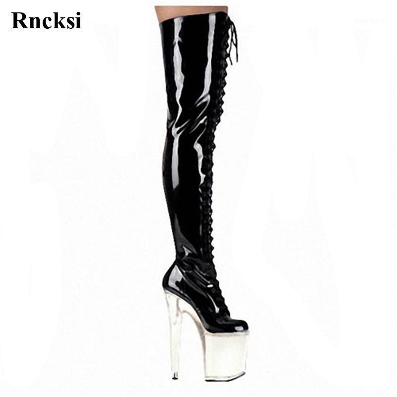

Rncksi Black New Sexy Women Party Over The Knee Boots Ultra 20cm High Heels With Clear Platform Boots Pole Dancing Shoes1
