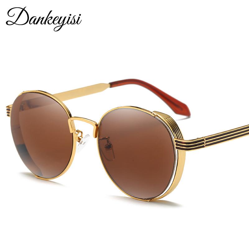 

DANKEYISI Men Sunglasses Female UV400 Round Sunglasses Women Mirror Metal Frame Male Sun Glasses For Men Eyewear 2020 Free Bag