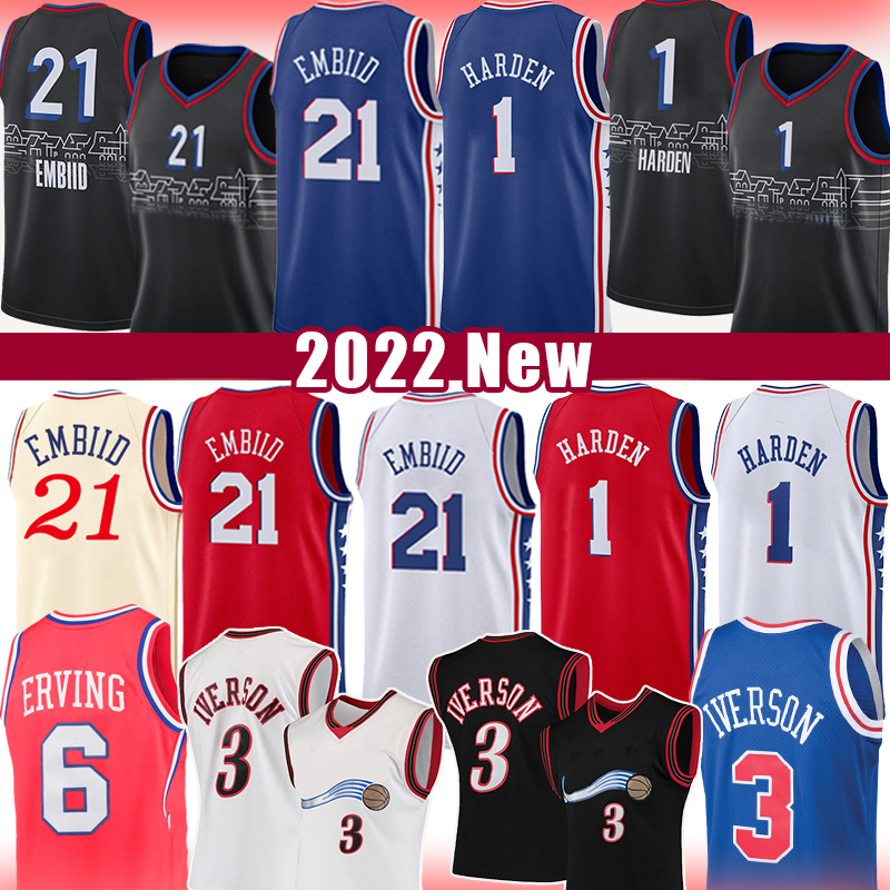 

Basketball Jerseys Joel 21 Embiid 1 Harden 2022 Mens Shirts Allen 3 Iverson Julius 6 Erving Vintage Jersey, 2021 mens jersey