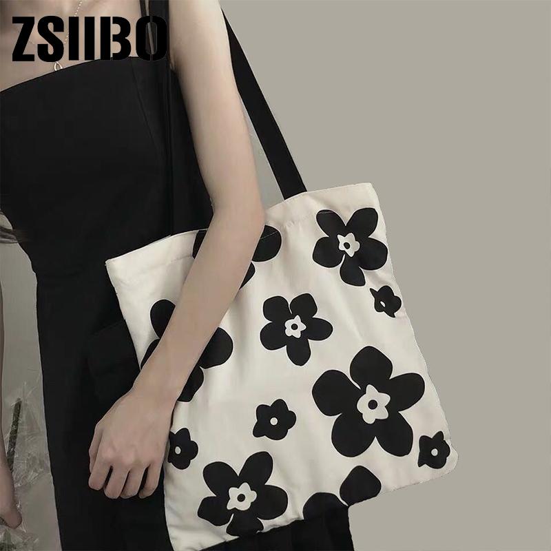 

Flowers Print Schouder Canvas Tassen Harajuku Vogue Crossbody Tas Retro Handtas Casual Straat Vrouwen Tas Portemonnee bag diary, White