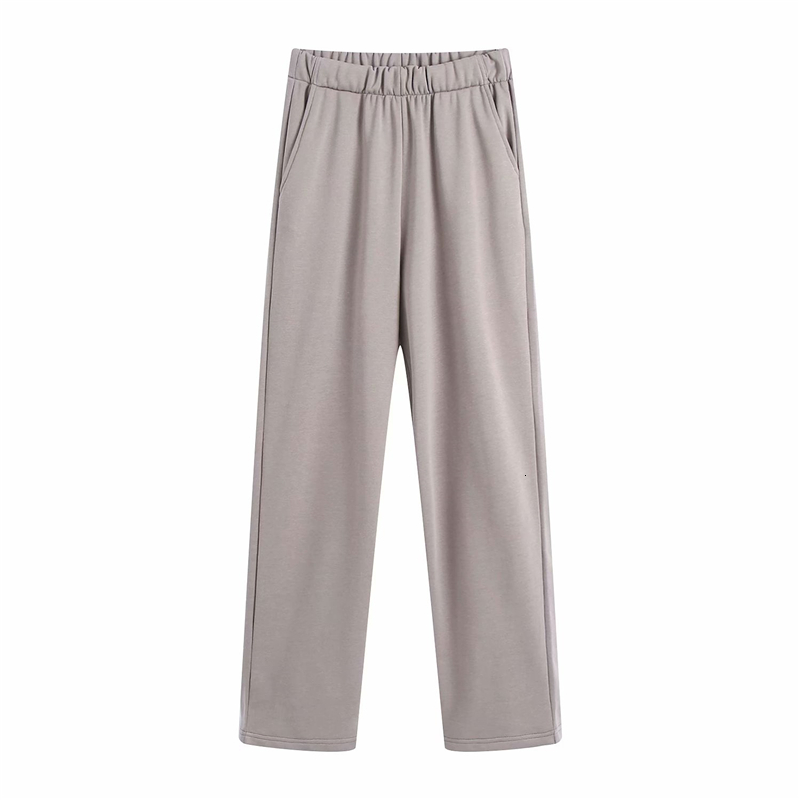 

2021 New Causal Women Solid Khaki Straight Trousers Fashion Ladies Sport High Waist Long Streetwear Female Chic Loose Pants Bi49