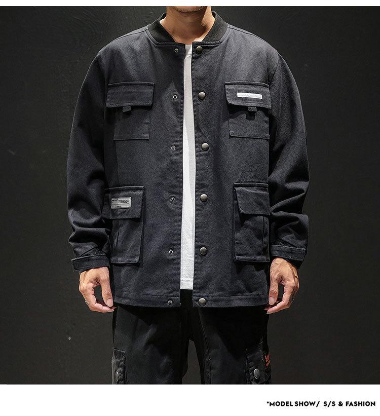 

2020 Autumn & Winter New Arrival Men's Cool Single-breasted Tooling Jacket Men's Handsome Tooling Jacket Plus Size Free Shipping, Black