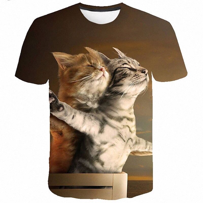 Men's T shirt Shirt Graphic Animal Plus Size Round Neck Casual Print Short Sleeve Tops Basic Green / Summer m7Cp#