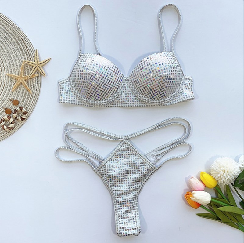 

New glitter swimsuits designer swimsuit sequin bikini woman designers swimsuit European and American ladies sexy swimsuit fun split swimwear, White;black