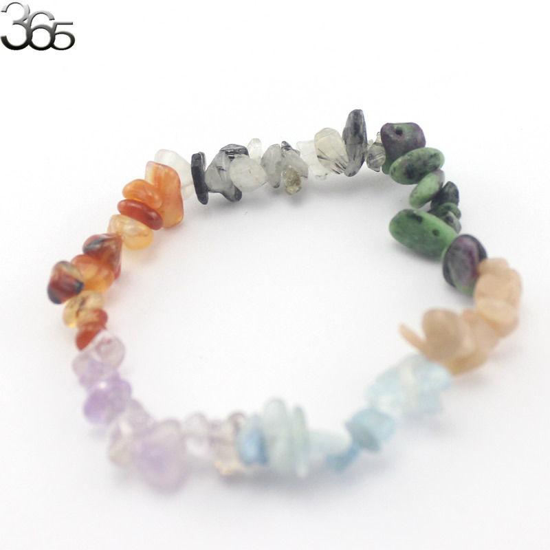 

Free Shipping Natural Genuine Stone Gems Freeform Chips Bead Stretchy Bracelet 7.5