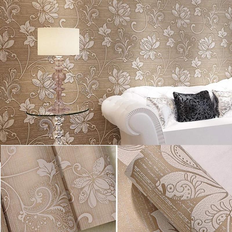 

10x0.53m Wood Fiber Wallpaper Wall Stickers Contact Paper Non-woven Mural Wallpaper Wall Decor Home Bedding Room Decoration1, Beige