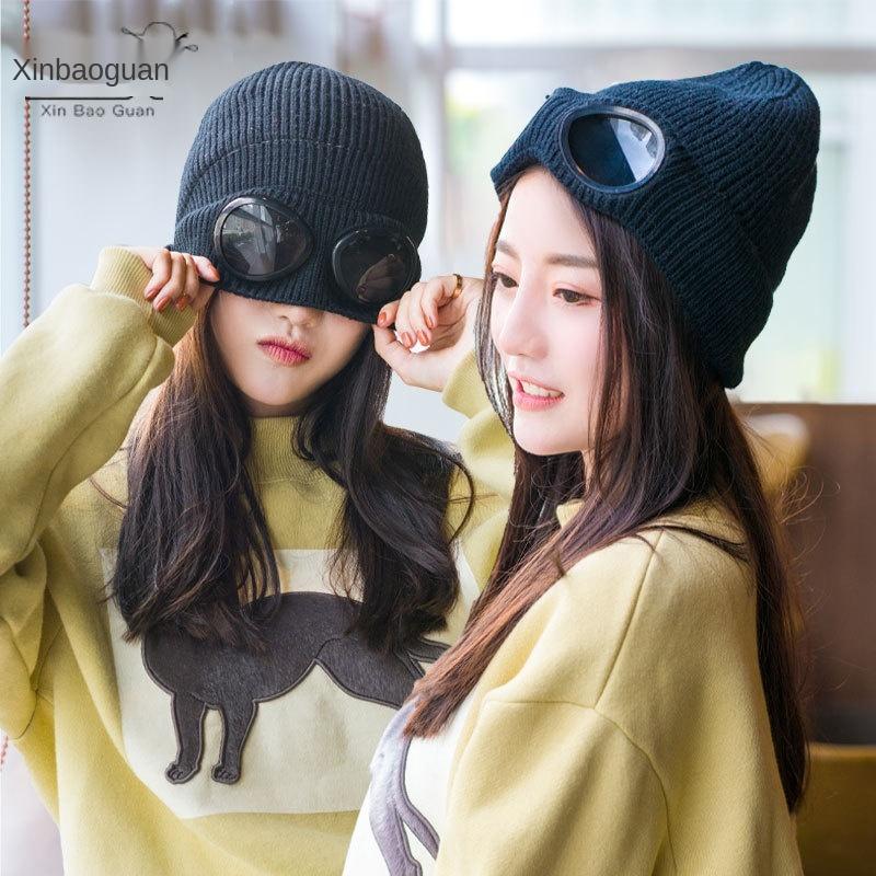 

Autumn and winter men's and women's windshield cashmere ski hat Amazon European American style knitted warm woolen hat, 05 wine red